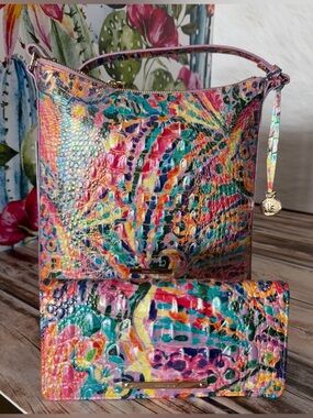 BRAHMIN RAINBOW REEF KATIE AND MATCHING ADY WALLET NWT SET FIRM